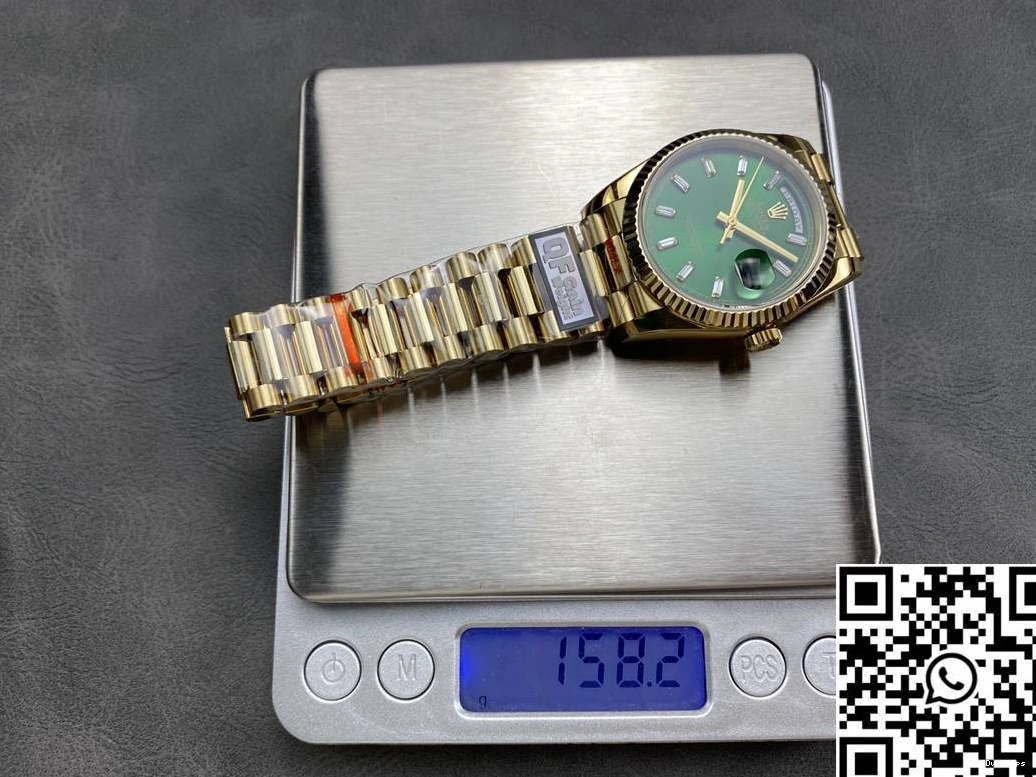 Yellow Gold Rolex M128238-0130 QF Green 36mm Day Date Tungsten Steel Factory Dial v5 0509